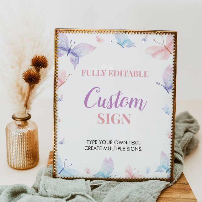 Butterfly Anpassningsbar Party Sign Whimsical Poster (Skapare uppladdad)