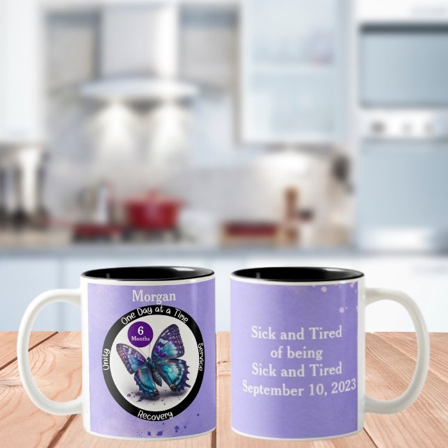 Butterfly Anpassningsbar Sobriety Gift - Clean Gif Två-Tonad Mugg (Skapare uppladdad)