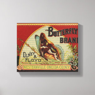 Butterfly Antique Advertising-etikett Canvastryck