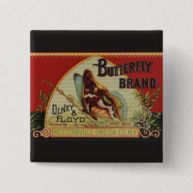 Butterfly Antique Advertising-etikett Knapp (Framsida)