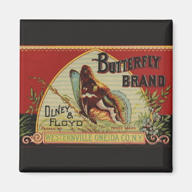 Butterfly Antique Advertising-etikett Magnet (Framsidan)