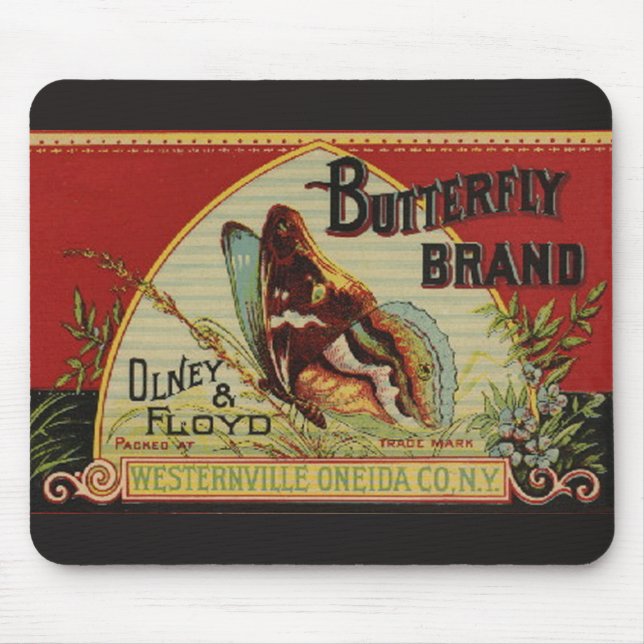 Butterfly Antique Advertising-etikett Musmatta (Framsidan)
