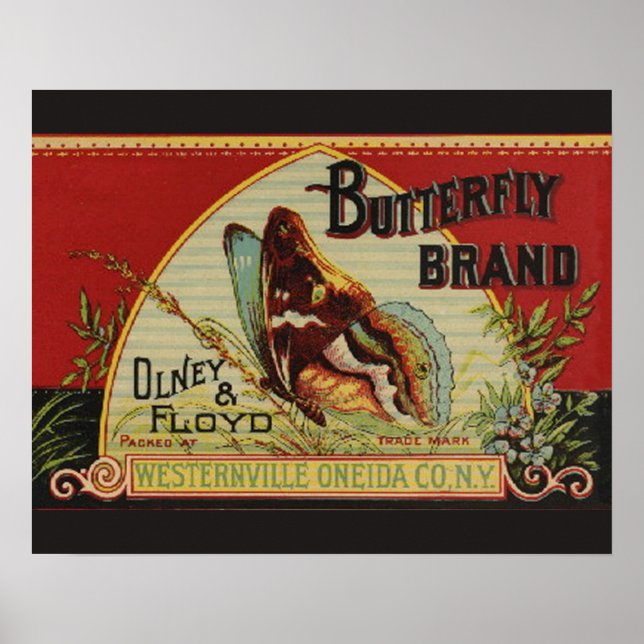 Butterfly Antique Advertising-etikett Poster (Framsidan)