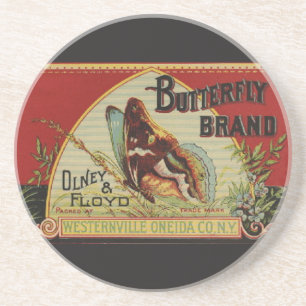 Butterfly Antique Advertising-etikett Underlägg Sandsten