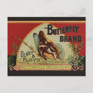 Butterfly Antique Advertising-etikett Vykort