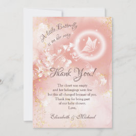 Butterfly Apricot Watercolor Baby Shower Tack Kort