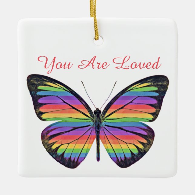 Butterfly är ett gammalt prydnadsföremål julgransprydnad keramik (Framsida)