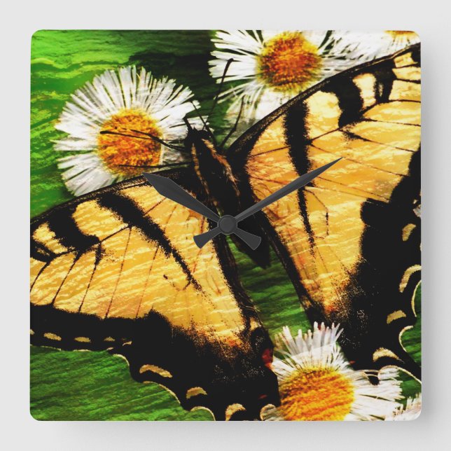 Butterfly Art 23 Wall Clocks & Numeral Option Fyrkantig Klocka (Framsida)