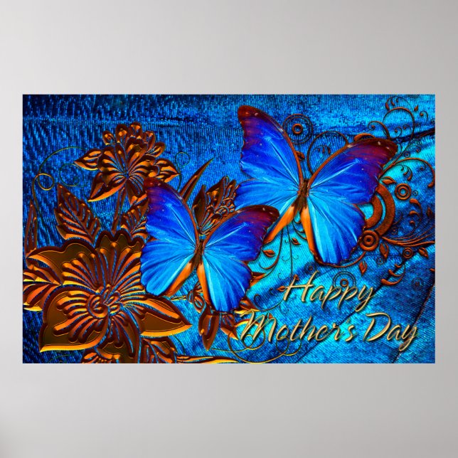 Butterfly Art 35 Lycklig Mors dag Poster (Framsidan)