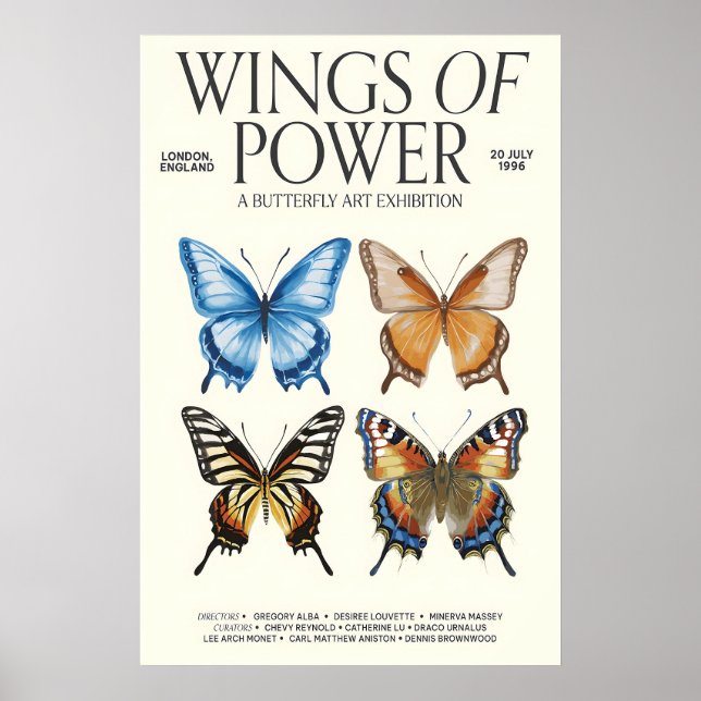 Butterfly Art Exhibition Poster 'Wings of Power' (Framsidan)