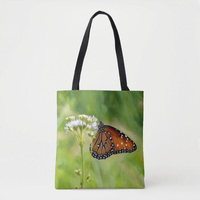 Butterfly Art Flower Monarch Blommigt Tote Bag Tygkasse (Framsida)