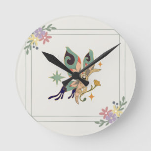 Butterfly Art, grafisk design Rund Klocka