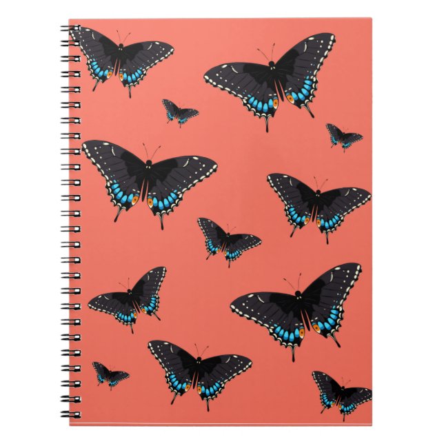 Butterfly Art Monarch skriver ut Rosa Butterfly Tr Anteckningsbok (Framsidan)