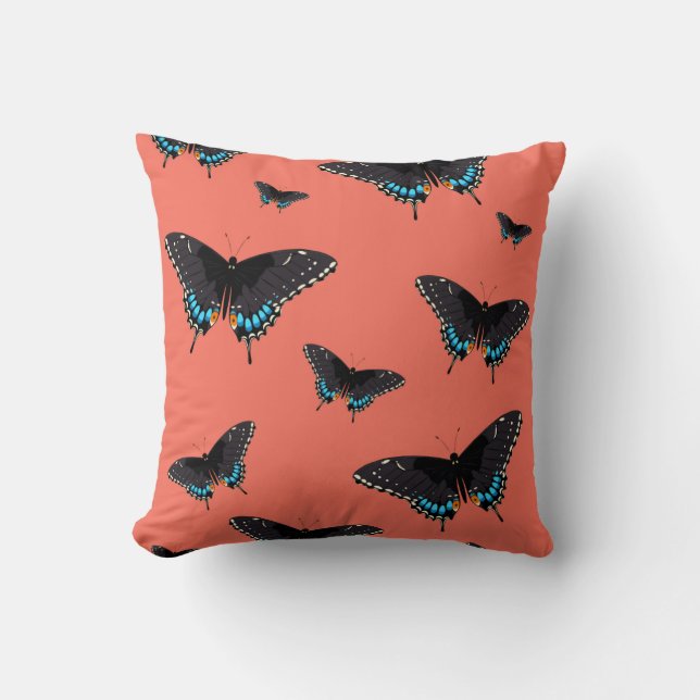 Butterfly Art Monarch skriver ut Rosa Butterfly Tr Kudde (Framsida)