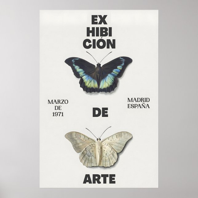 Butterfly Art Print 1971 Madrid Exhibition Poster (Framsidan)