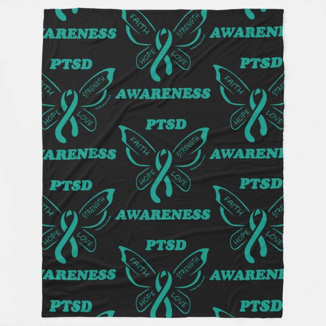 Butterfly/Awareness...PTSD Fleece Blanket (Framsidan)