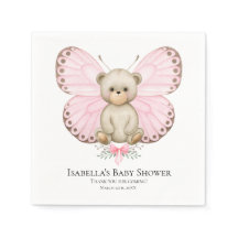 Butterfly Baby Bear Girl | Barnskötare Napkins