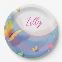 "Butterfly Baby Girl Paper Plate