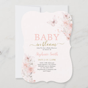 Butterfly Baby i Bloom Baby Shower Girl Inbjudningar