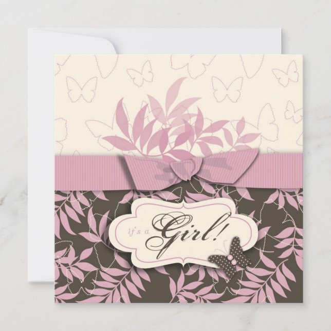 Butterfly Baby inbjudningskvadrat Inbjudningar (Framsida)