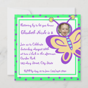 Butterfly Baby Photo Inbjudningar
