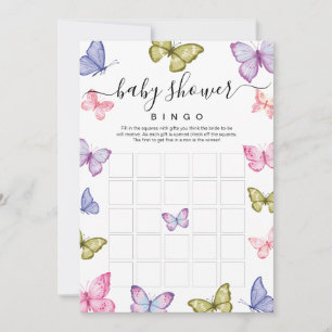 Butterfly Baby Shower bingo-spel Inbjudningar