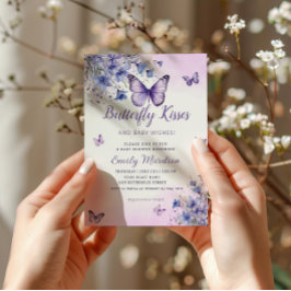 Butterfly Baby Shower Boho Lila Blommigt Girl Girl Inbjudningar