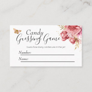 Butterfly Baby Shower Candy Guessing Game Visitkort