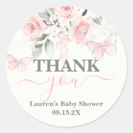 Butterfly Baby Shower Classic Round Sticker Runt Klistermärke