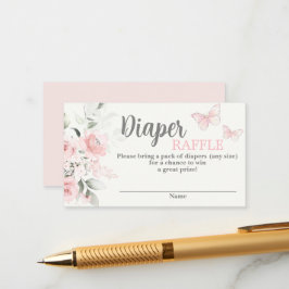 Butterfly Baby Shower Diaper Raffle-höljeskort Tilläggskort