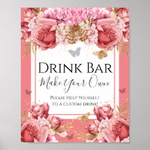 Butterfly Baby Shower Drink Pub Party-tecken