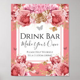 Butterfly Baby Shower Drink Pub Party-tecken Poster