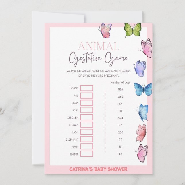 Butterfly Baby Shower - Editable Namn, 5x7 Inbjudningar (Framsida)
