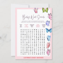 Butterfly Baby Shower - Editable Namn, 5x7 Inbjudningar