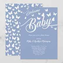 Butterfly Baby Shower Gender Neutral Blue Boy