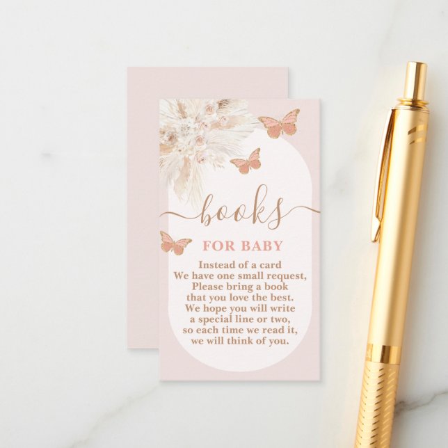 Butterfly Baby Shower Girl Bokar för Baby Tilläggskort (Fram/Back In Situ)