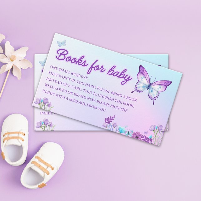 Butterfly Baby Shower girl| Floral Pink & Purple Tilläggskort (Skapare uppladdad)