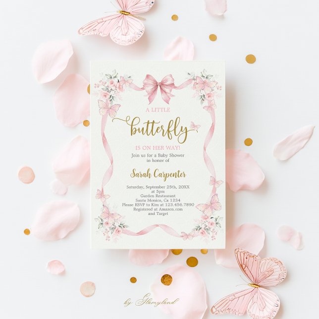 Butterfly Baby Shower Girl Invitation Inbjudningar (Skapare uppladdad)