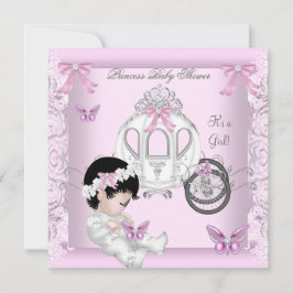 Butterfly Baby Shower Girl Princess Carriage Inbjudningar