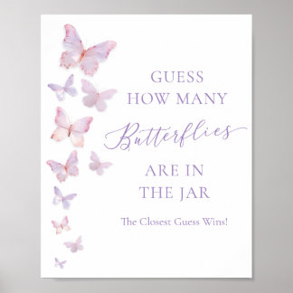 Butterfly Baby Shower gissar hur många fjärilar Poster
