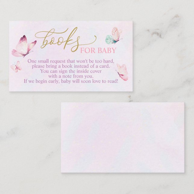 Butterfly Baby Shower Hämta ett Bok-kort Tilläggskort (Fram/baksida)