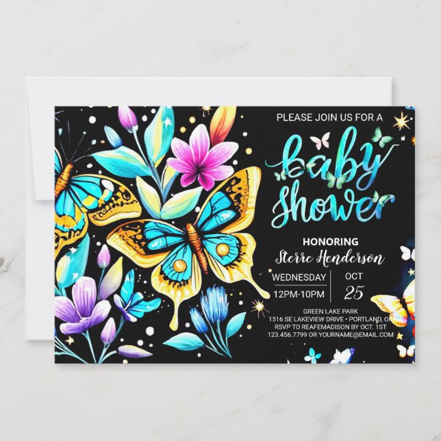 Butterfly Baby Shower Inbjudningar (Framsida)