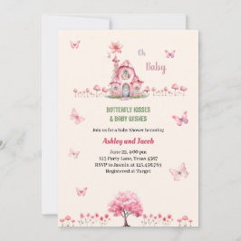 Butterfly Baby Shower Lila Blommigt Rosa Girl Girl Inbjudningar