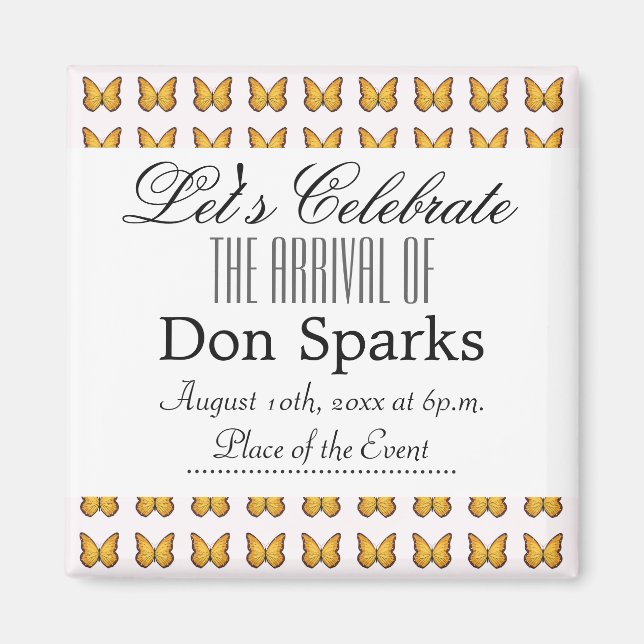 Butterfly Baby Shower Magnet (Framsidan)