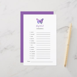 Butterfly Baby Shower Ord Scramble Game Party