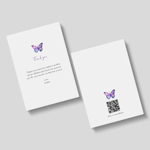 Butterfly Baby Shower Tack för QR-koden Kort