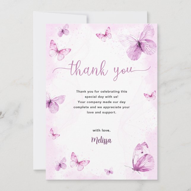 Butterfly Baby Shower Tack Kort (Framsida)