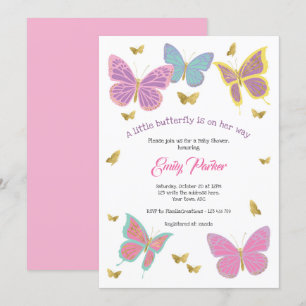 Butterfly, Baby Shower Themes Inbjudningar