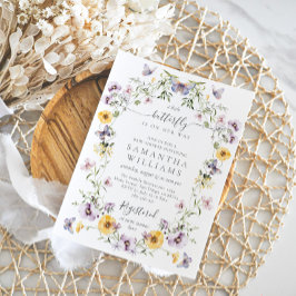 Butterfly Baby Shower Wildblomma Inbjudningar