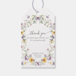 Butterfly Baby Shower Wildblomma Presentetikett